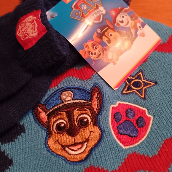 NWT Nickelodeon PAW PATROL 2PC BOYS Pom Pom Beanie Hat & MITTENS SET 2T-… - Picture 4 of 5